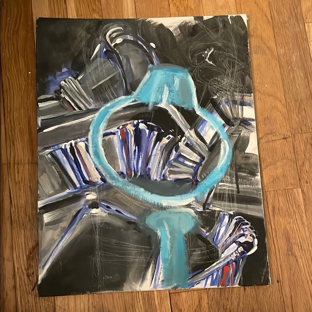 Abstract Blue and Black Art Piece
